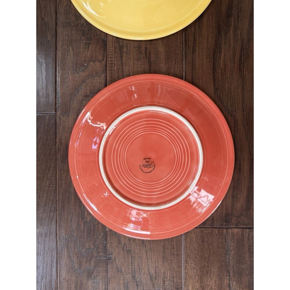 Lot Of 4 Vintage Fiestaware 10.5 Dinner Plate Yellow Orange Unmarked Purple - Picture 9 of 11